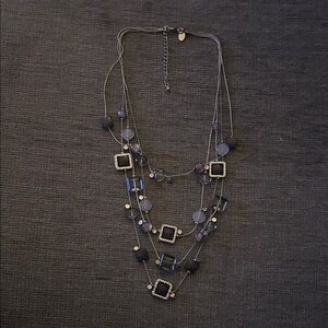 Elegant Multi-Layered Black and Silver Necklace